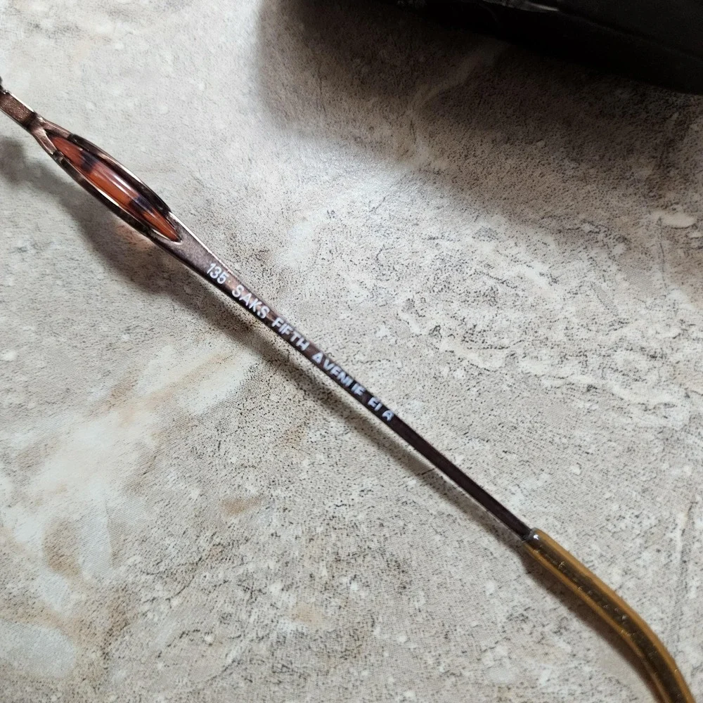 Saks Fifth Avenue Altair Eyeglasses Brown Metal Frame 173‎ FLR 135 Case Cloth